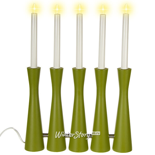 Светильник-горка Midja 40*30 см оливковый, 5 светодиодных свечей Star Trading