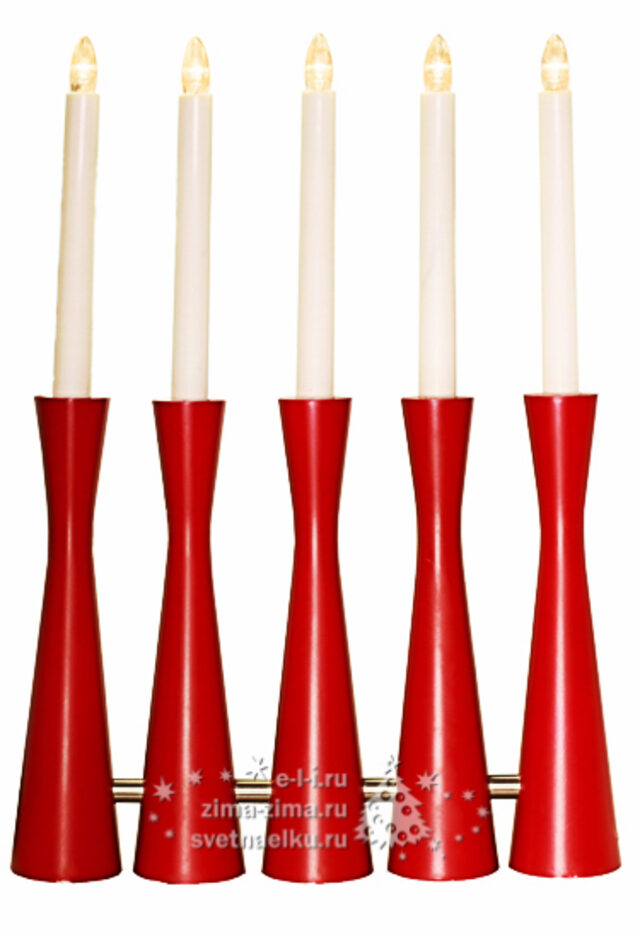 Подсвечник Midja, 40*30 см, 5 светодиодных свечей, красный Star Trading