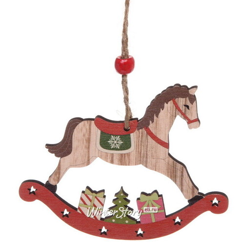 Елочная игрушка Веселая Лошадка-Качалка 10 см, подвеска Serpantin