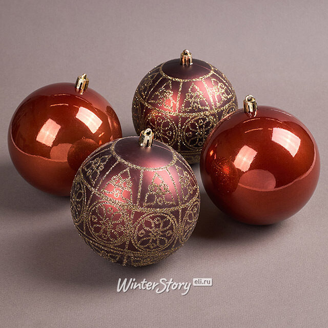 Набор пластиковых шаров Гранитис: Сицилийское солнце 10 см, 4 шт Winter Deco