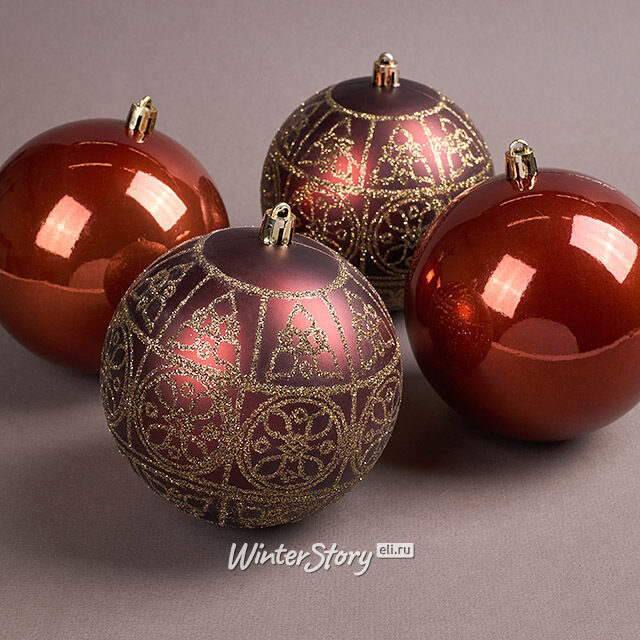 Набор пластиковых шаров Гранитис: Сицилийское солнце 10 см, 4 шт Winter Deco