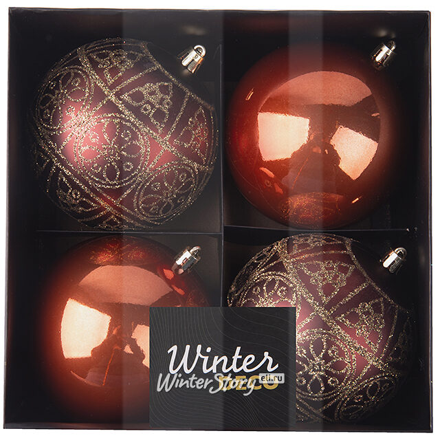 Набор пластиковых шаров Гранитис: Сицилийское солнце 10 см, 4 шт Winter Deco