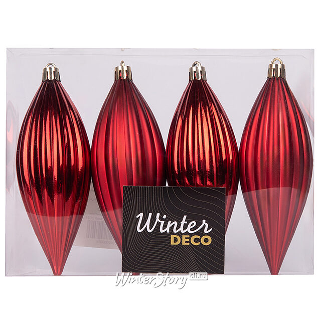 Набор елочных игрушек Сосульки Canaletto - Красный 13 см, 4 шт, пластик Winter Deco