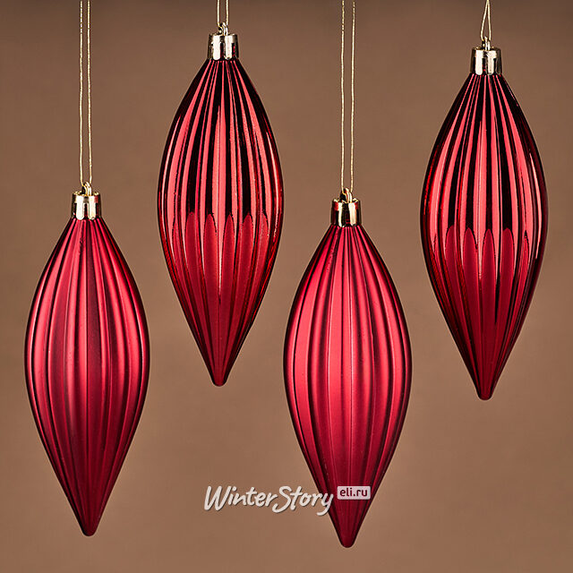 Набор елочных игрушек Сосульки Canaletto - Красный 13 см, 4 шт, пластик Winter Deco