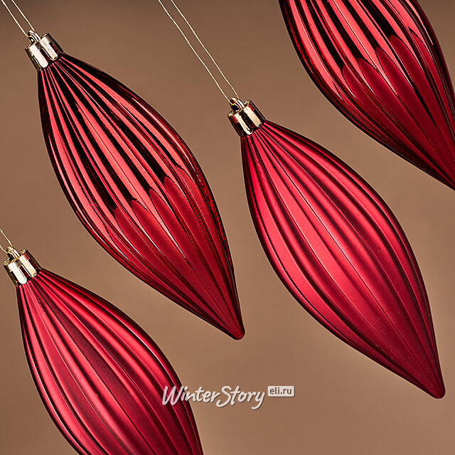 Набор елочных игрушек Сосульки Canaletto - Красный 13 см, 4 шт, пластик Winter Deco