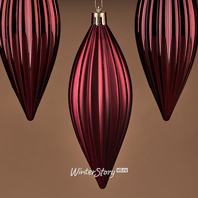 Набор елочных игрушек Сосульки Canaletto - Бордовый 13 см, 4 шт, пластик Winter Deco