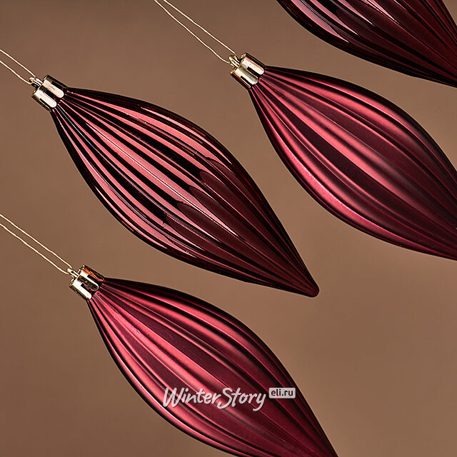 Набор елочных игрушек Сосульки Canaletto - Бордовый 13 см, 4 шт, пластик Winter Deco