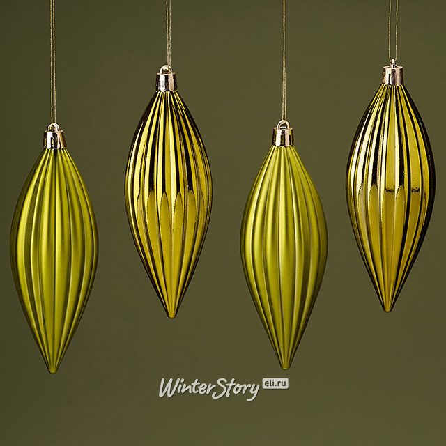 Набор елочных игрушек Сосульки Canaletto - Оливковый 13 см, 4 шт, пластик Winter Deco