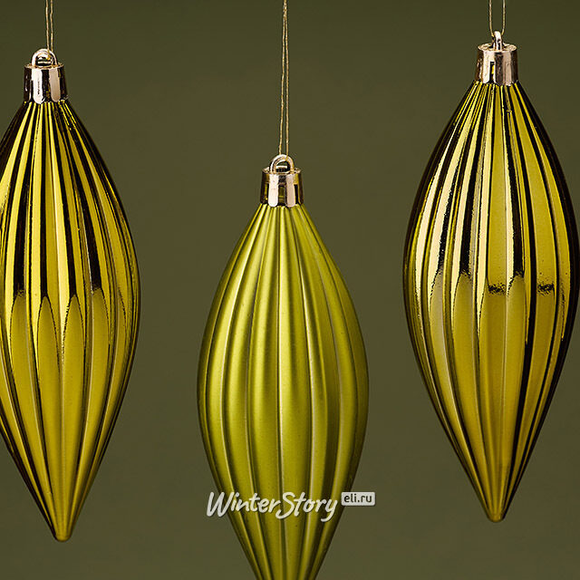 Набор елочных игрушек Сосульки Canaletto - Оливковый 13 см, 4 шт, пластик Winter Deco