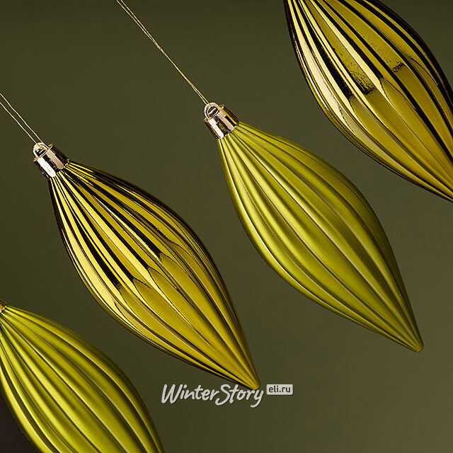 Набор елочных игрушек Сосульки Canaletto - Оливковый 13 см, 4 шт, пластик Winter Deco