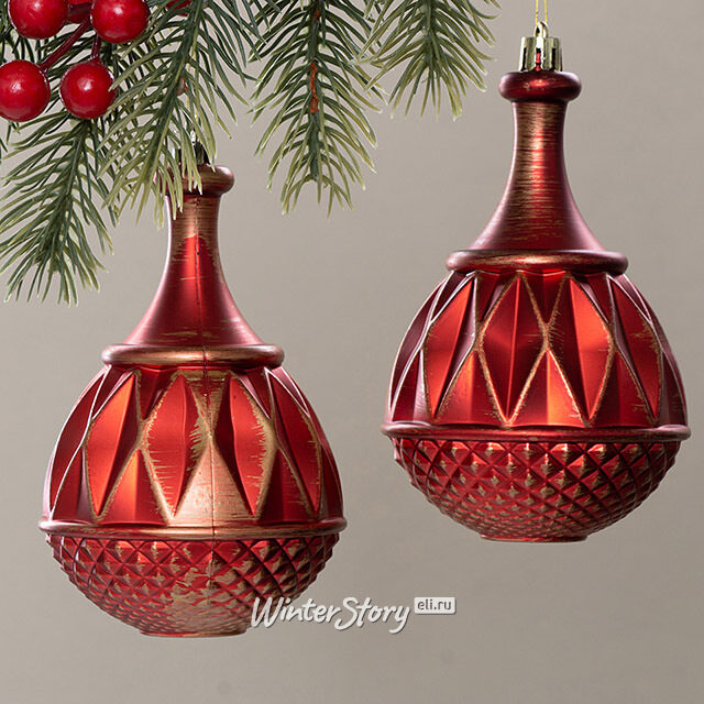 Елочная игрушка Fattura - Antique Red 8 см, 2 шт, пластик Winter Deco