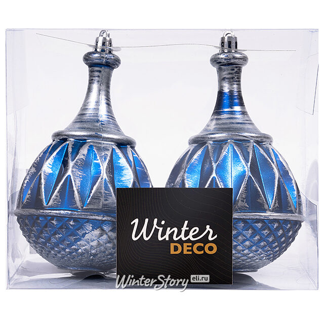 Елочная игрушка Фаттура 8 см синяя, 2 шт, пластик Winter Deco