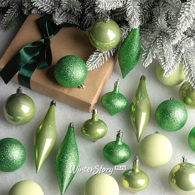 Набор пластиковых шаров Кастелло: Spring Green 6-14 см, 26 шт Winter Deco