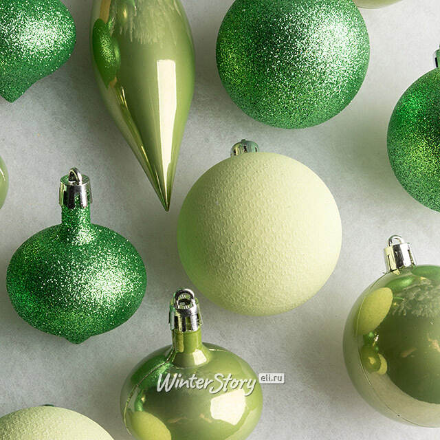 Набор пластиковых шаров Кастелло: Spring Green 6-14 см, 26 шт Winter Deco