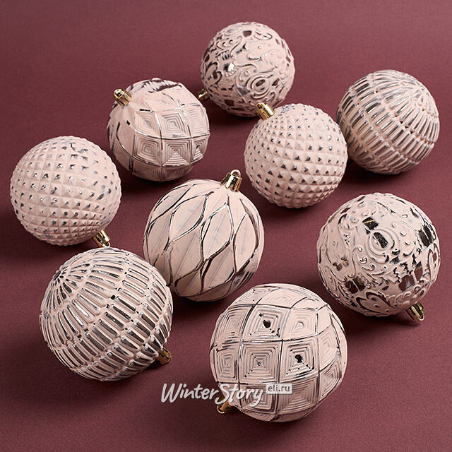 Набор пластиковых шаров Palazzo: Винтажный розовый 8 см, 9 шт Winter Deco