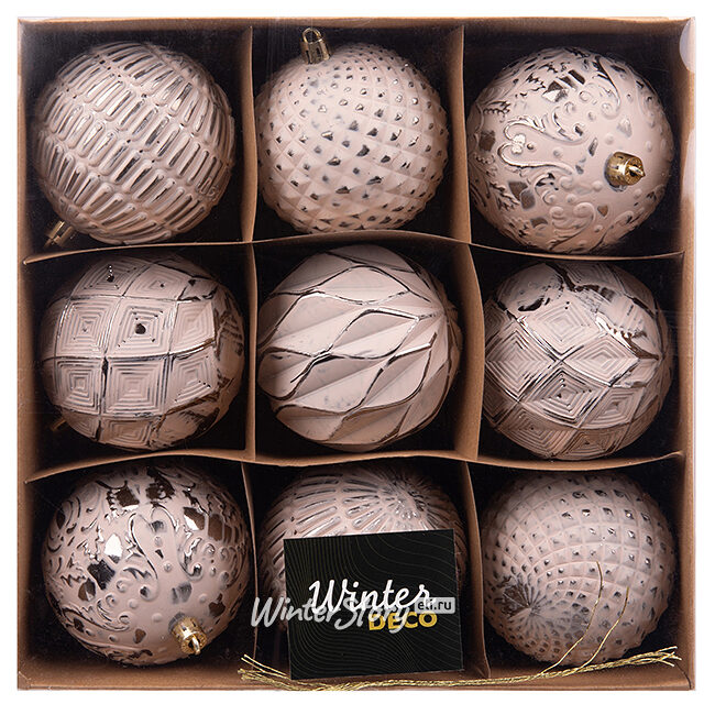 Набор пластиковых шаров Palazzo: Винтажный розовый 8 см, 9 шт Winter Deco