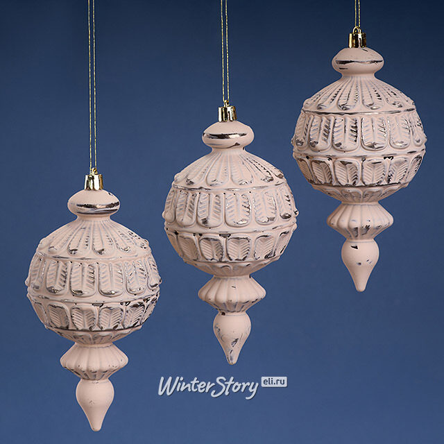 Елочная игрушка Palazzo: Винтажный розовый 16 см, 3 шт, пластик, подвеска Winter Deco