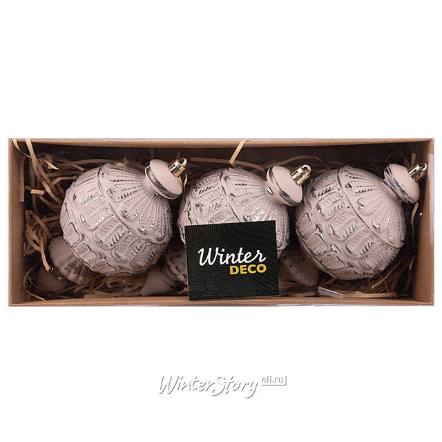 Елочная игрушка Palazzo: Винтажный розовый 16 см, 3 шт, пластик, подвеска Winter Deco