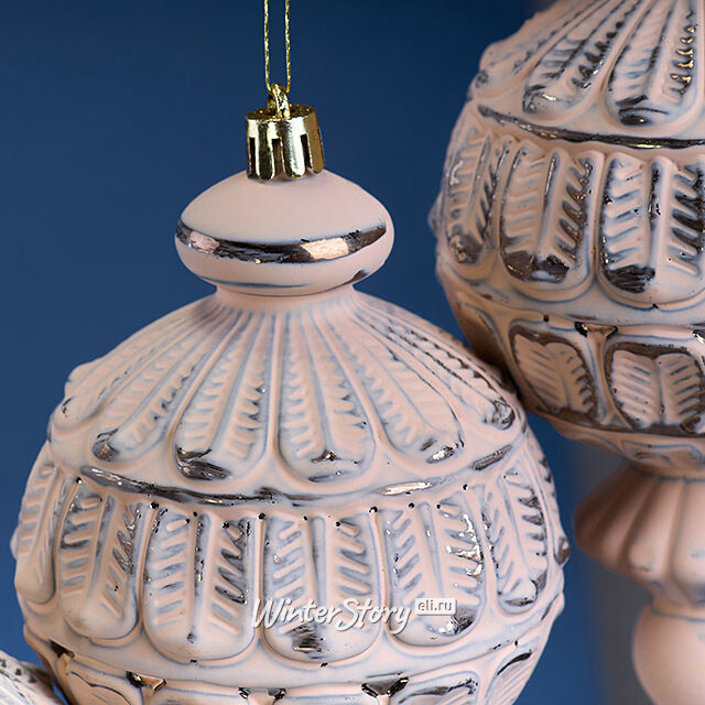 Елочная игрушка Palazzo: Винтажный розовый 16 см, 3 шт, пластик, подвеска Winter Deco