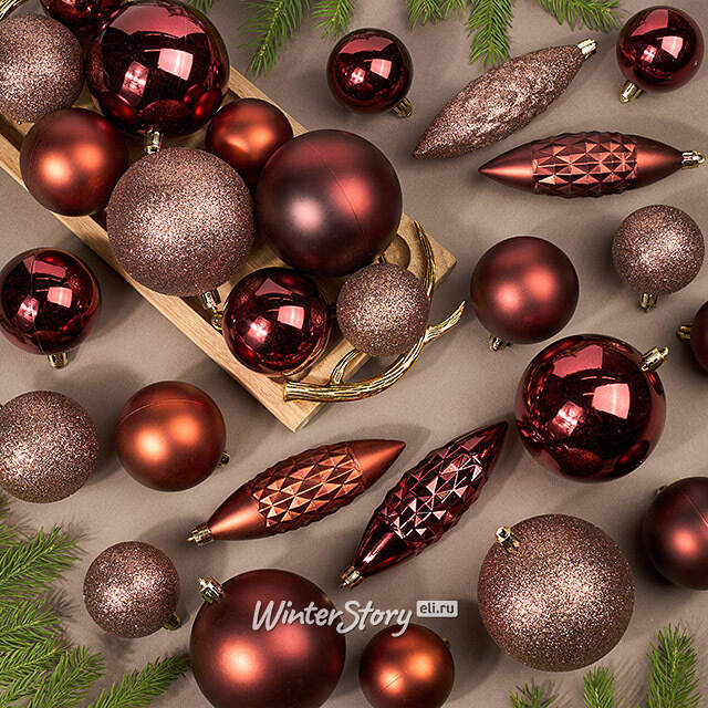 Набор пластиковых шаров Charmic - Оранжевый Закат 5-12 см, 31 шт Winter Deco