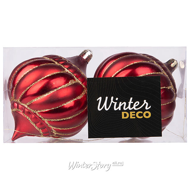 Пластиковые шары Луковки Vermilion Ramona 10 см, 2 шт Winter Deco