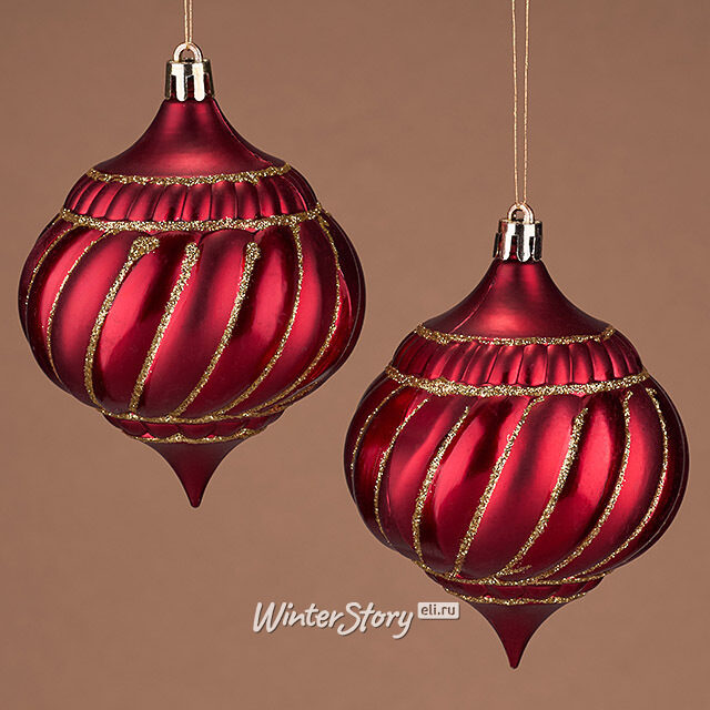 Пластиковые шары Луковки Vermilion Ramona 10 см, 2 шт Winter Deco