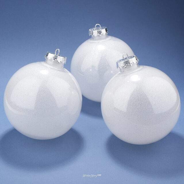 Елочные ПЭТ шары Albertine - Glaze White 15 см, 3 шт Winter Deco