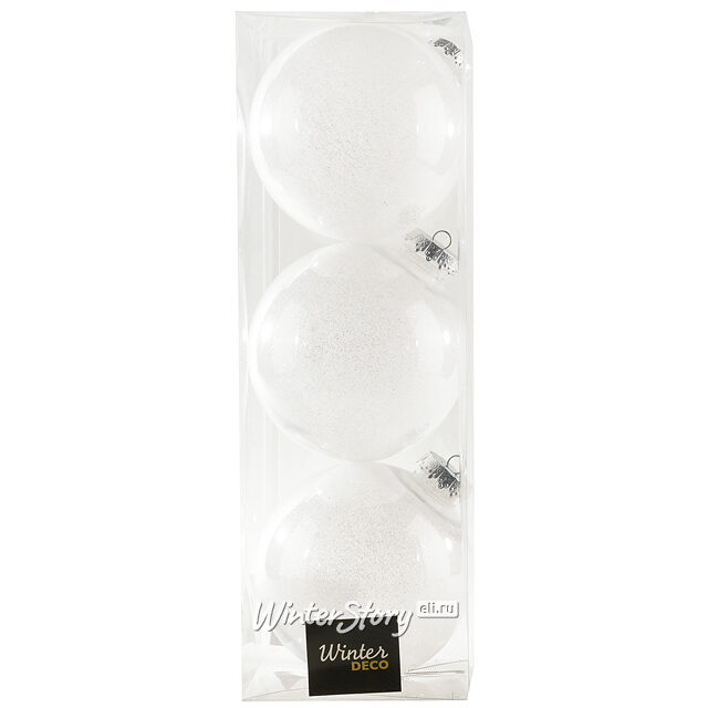 Елочные ПЭТ шары Albertine - Glaze White 15 см, 3 шт Winter Deco