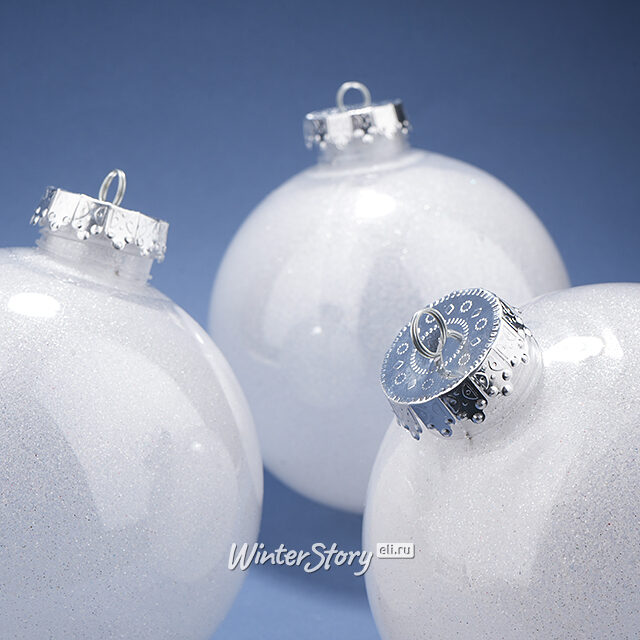 Елочные ПЭТ шары Albertine - Glaze White 15 см, 3 шт Winter Deco