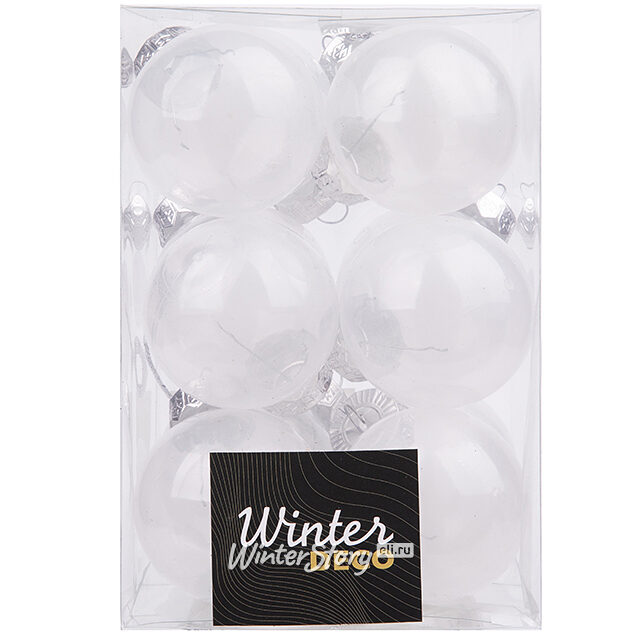 Елочные ПЭТ шары Albertine - White Glaze 6 см, 12 шт Winter Deco