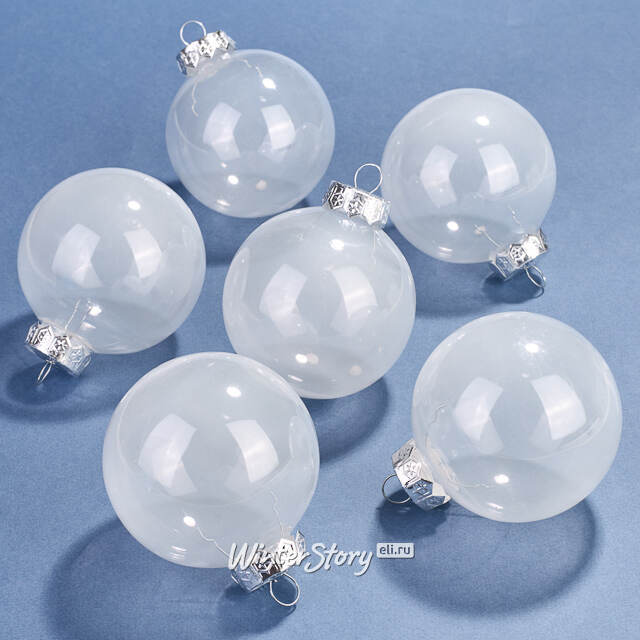 Елочные ПЭТ шары Albertine - White Glaze 8 см, 6 шт Winter Deco