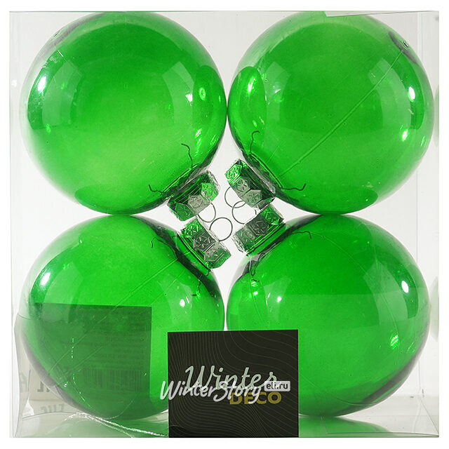 Елочные ПЭТ шары Albertine - Green Christmas 10 см, 4 шт Winter Deco