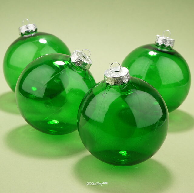 Елочные ПЭТ шары Albertine - Green Christmas 10 см, 4 шт Winter Deco