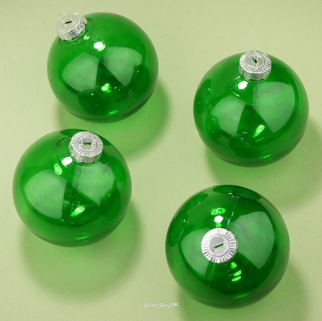 Елочные ПЭТ шары Albertine - Green Christmas 10 см, 4 шт Winter Deco