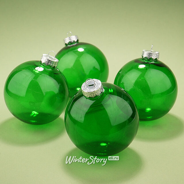 Елочные ПЭТ шары Albertine - Green Christmas 10 см, 4 шт Winter Deco