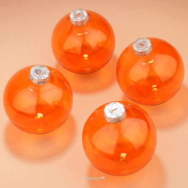 Елочные ПЭТ шары Albertine - Sky Flaming 10 см, 4 шт Winter Deco