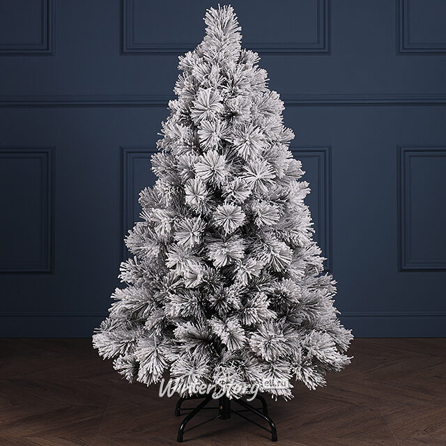 Искусственная елка с лампочками Монблан заснеженная 120 см, 100 теплых белых LED ламп, ЛЕСКА Winter Deco