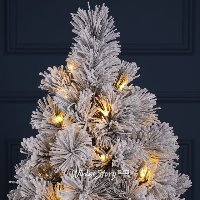 Искусственная елка с лампочками Монблан заснеженная 120 см, 100 теплых белых LED ламп, ЛЕСКА Winter Deco