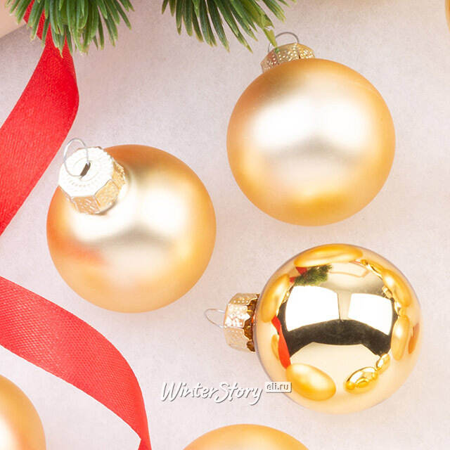 Набор стеклянных шаров 3.5 см золотой mix, 16 шт Winter Deco