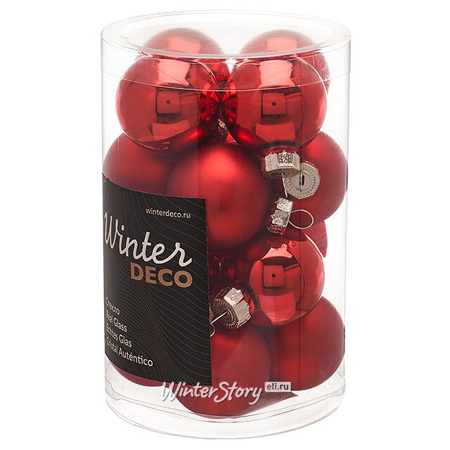 Набор стеклянных шаров 3.5 см красный mix, 16 шт Winter Deco