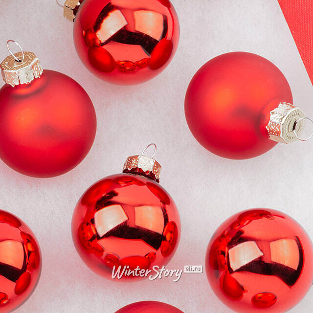 Набор стеклянных шаров 3.5 см красный mix, 16 шт Winter Deco