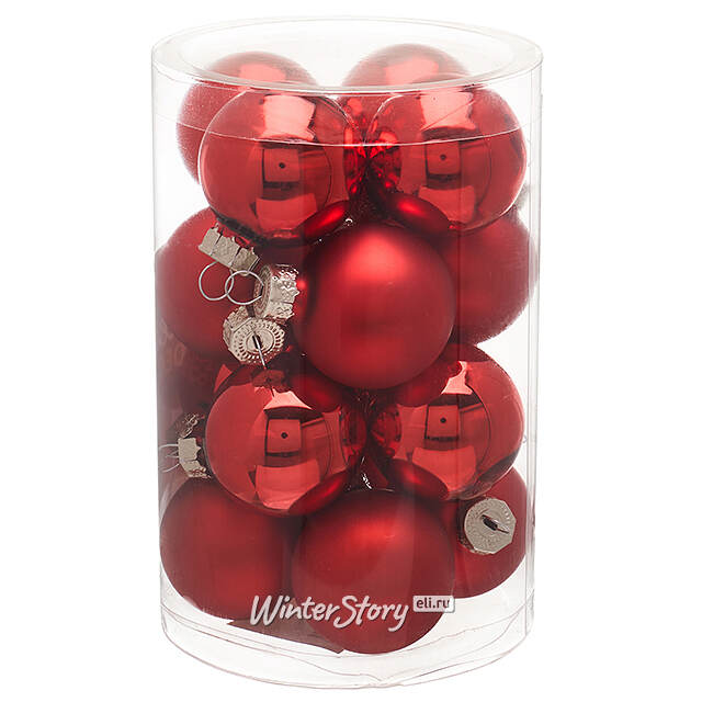 Набор стеклянных шаров 3.5 см красный mix, 16 шт Winter Deco
