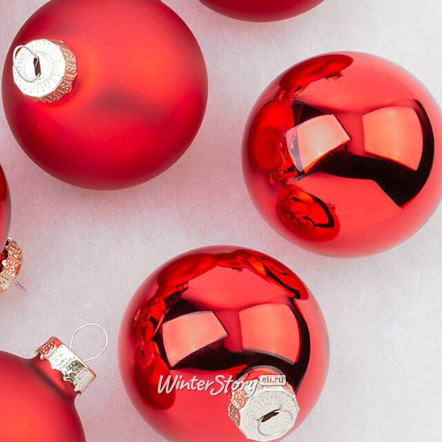 Набор стеклянных шаров 6 см красный микс, 10 шт Winter Deco