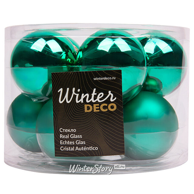Набор стеклянных шаров 6 см, 10 шт, изумрудный mix Winter Deco