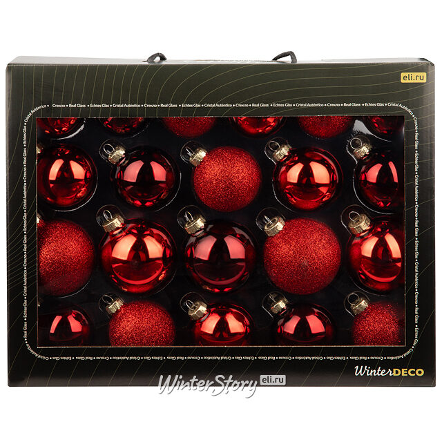 Елочные шары Ensemble: Red Sunset 5-7 см, 21 шт, стекло Winter Deco