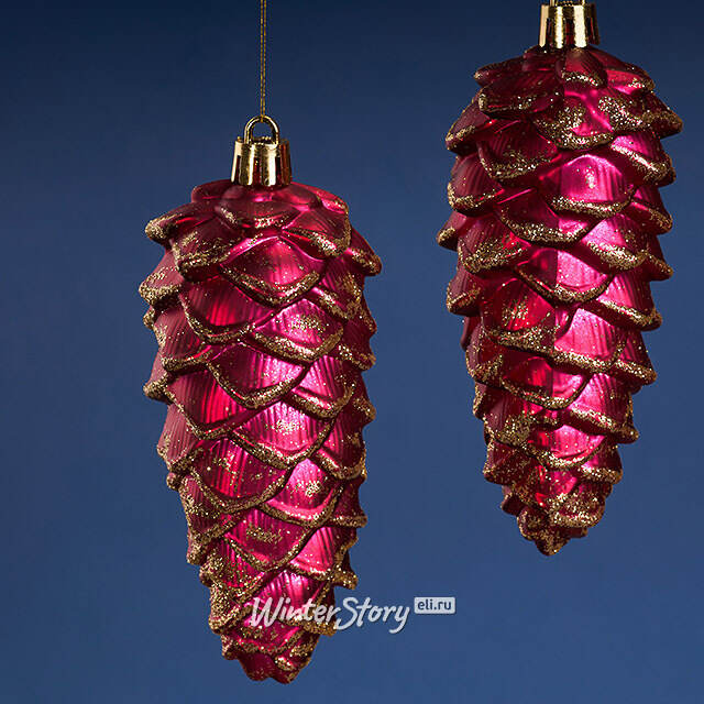 Елочная игрушка Шишка Monfalcone 11 см бордовая, 6 шт, пластик Winter Deco