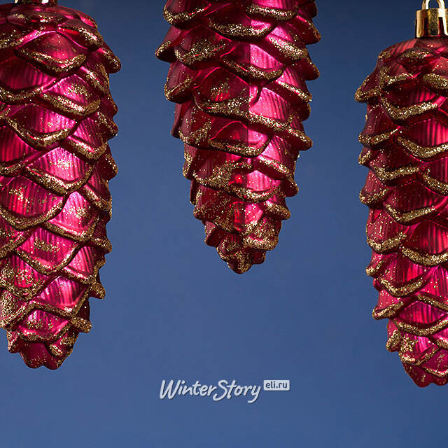 Елочная игрушка Шишка Monfalcone 11 см бордовая, 6 шт, пластик Winter Deco