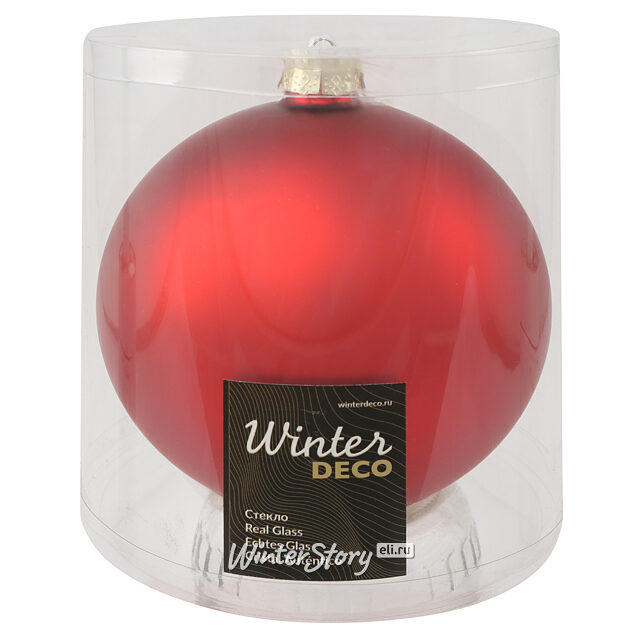 Стеклянный елочный шар Royal Classic 15 см, красный матовый Winter Deco