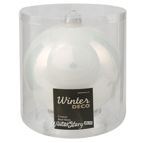 Стеклянный елочный шар Royal Classic 15 см, белая эмаль Winter Deco