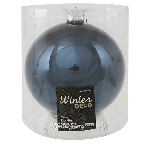 Стеклянный елочный шар Royal Classic 15 см, синий бархат Winter Deco